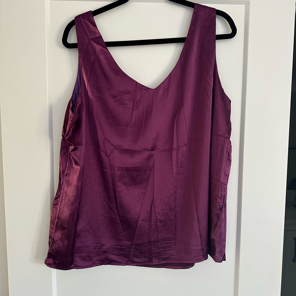 Worn Once- Women's Satin Tank Top in Deep Purple